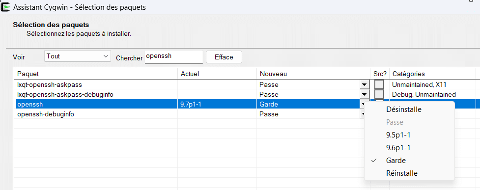 Cygwin - openssh et rsync