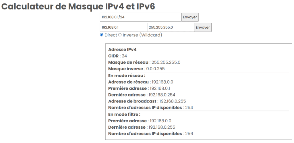 Calculateur masque sous-réseau