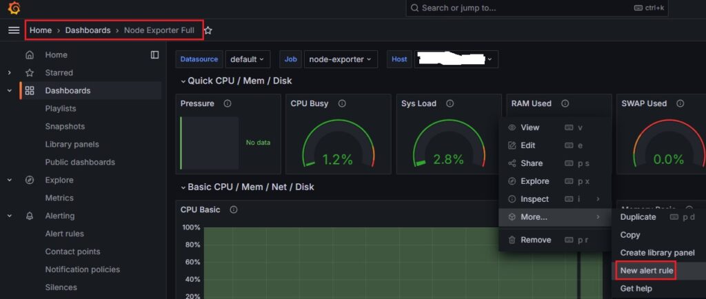 Grafana - Nouvelle alerte